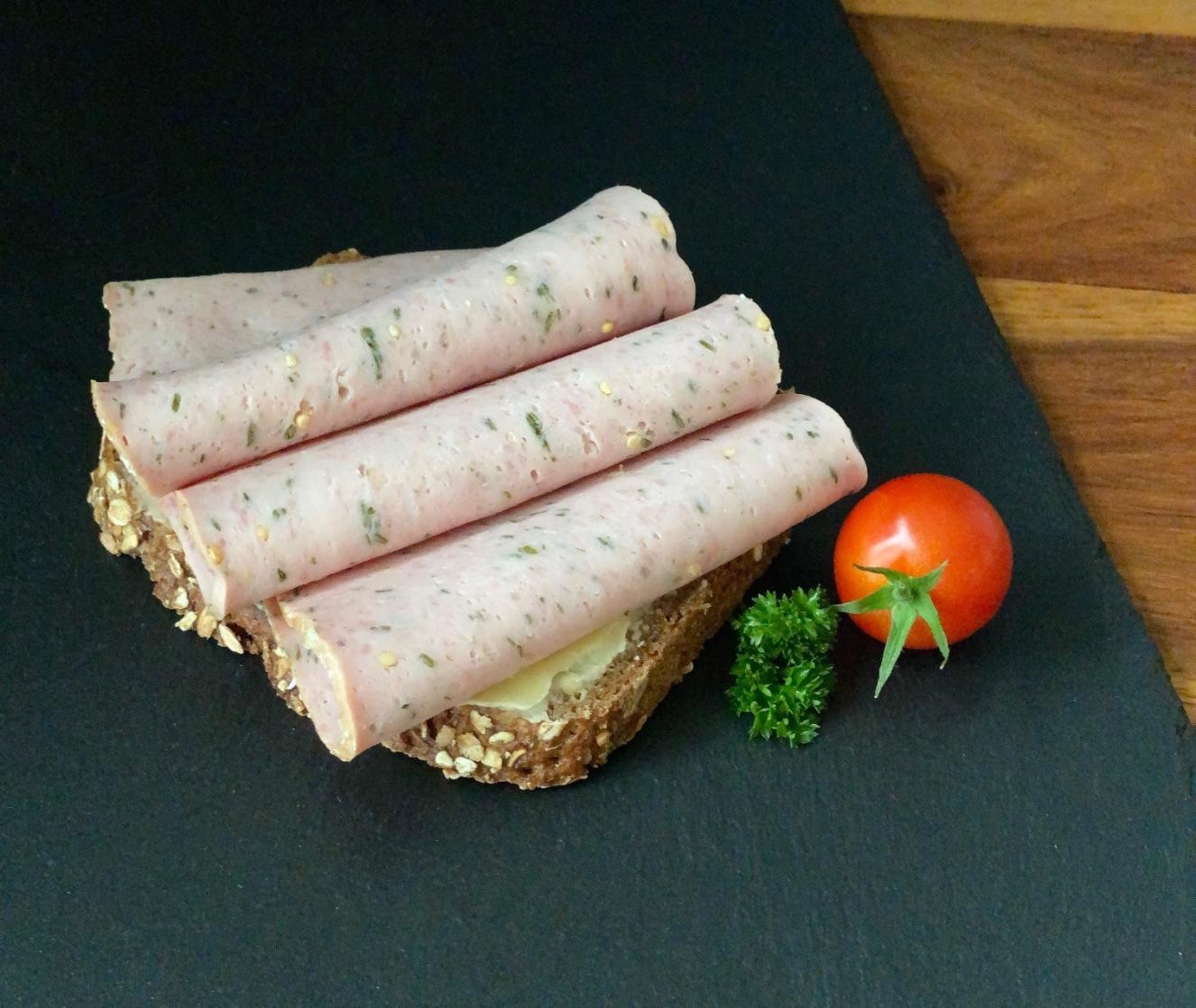 Stullenschmaus
Grober Kräuter-Fleischkäse