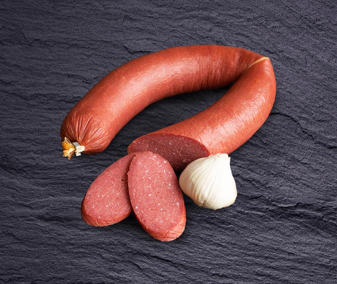 Knoblauchwurst, fein, im Ring, ca. 600 g