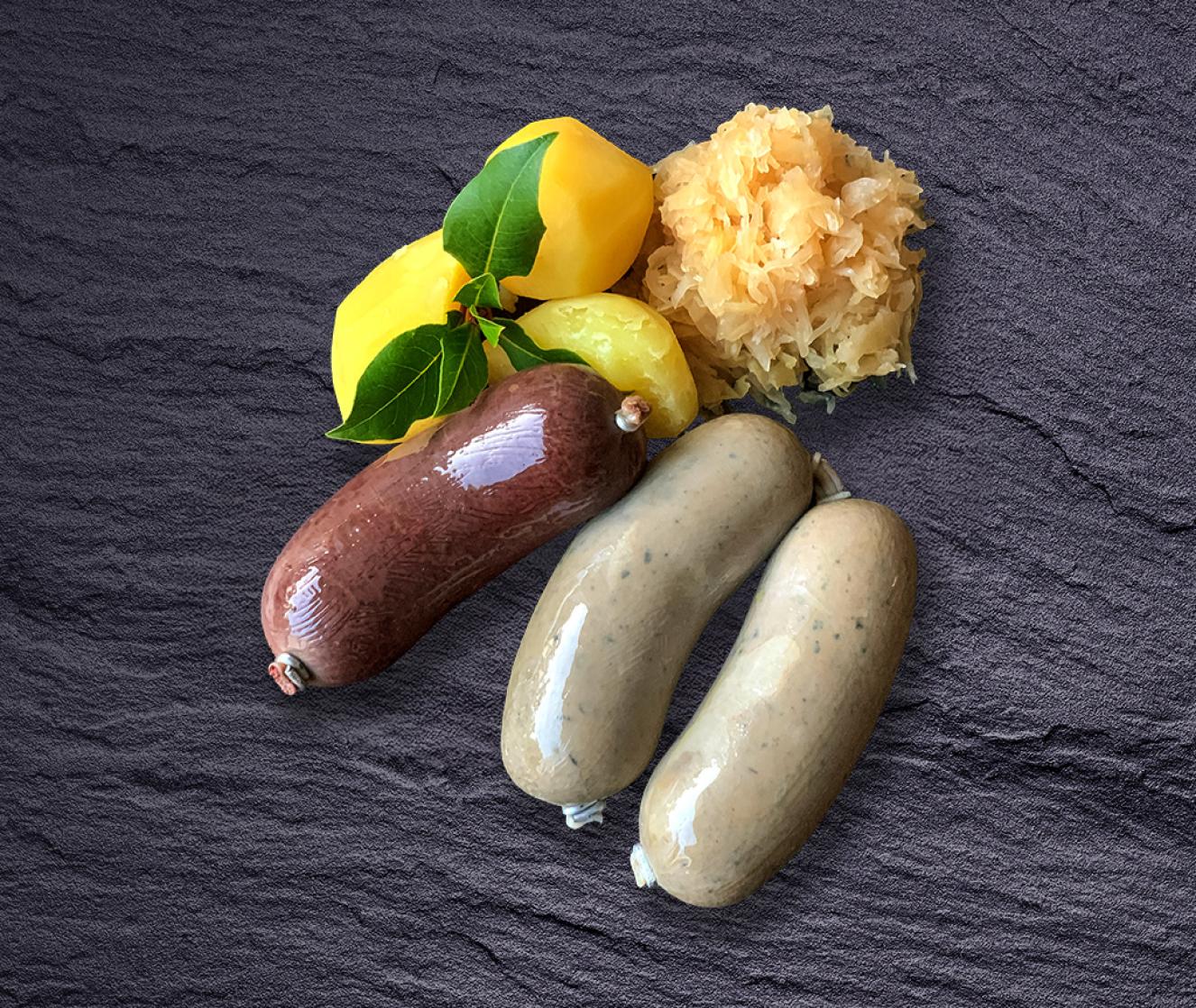 „Blutsbrüder" Frische Berliner Blut-wurst & „Ehrliche“ Leberwurst, jeweils 3 x 100g SB