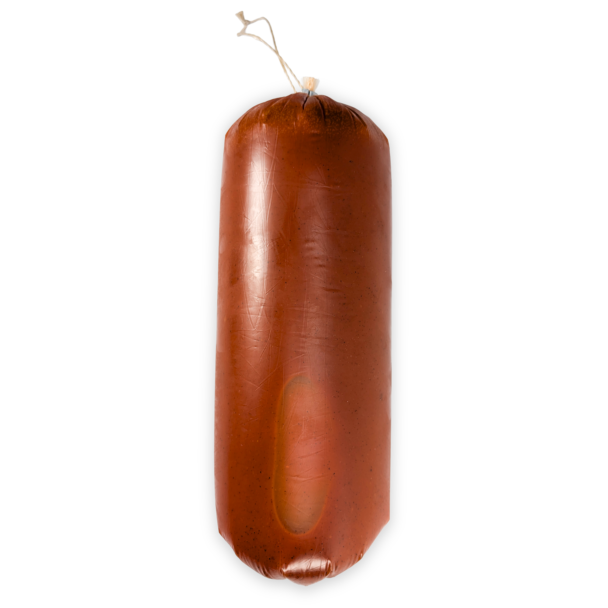 Würzsauce 2,5 kg im Sterildarm auf weißem Hintergrund